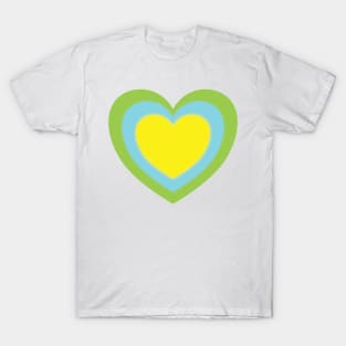 Hearts - concentric heart design green blue yellow T-Shirt